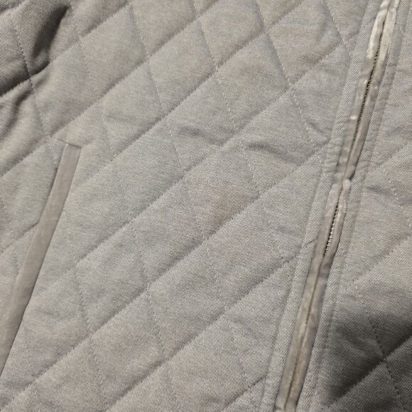 Banana Republic Vest Quilted Velvet Trim Large Womens Gray Outerwear Fall Preppy - Picture 7 of 11
